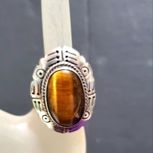 Sterling silver tigers eye ring